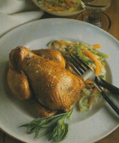 picture of Roast poussin with tarragon and white wine sauce
 Meat